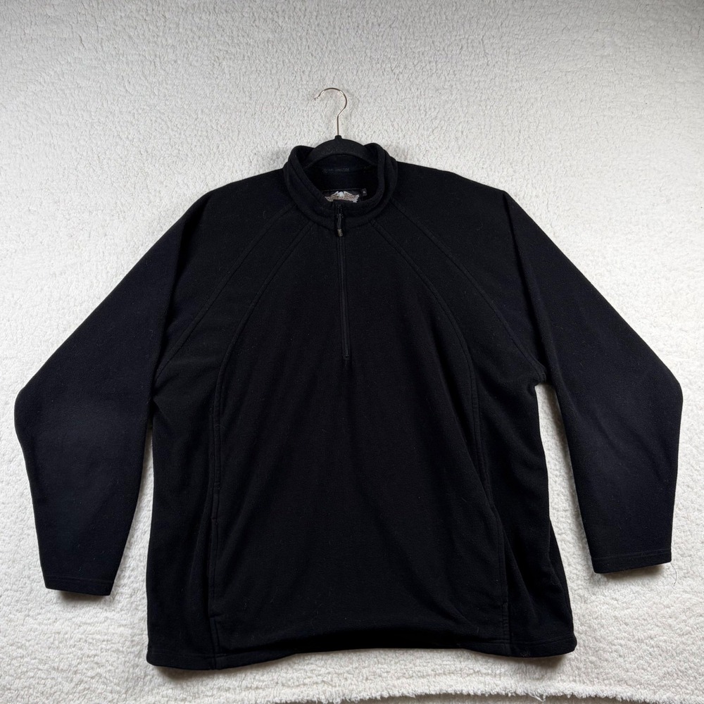 Harley-Davidson Mens XL Black Quarter Zip Fleece Pullover Embossed Logo Jacket